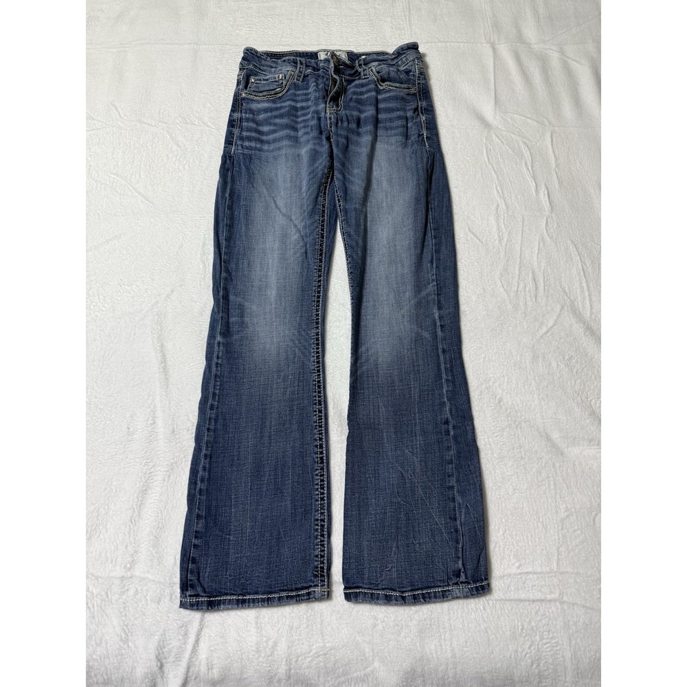 Daytrip Womens 28 Mila Bootcut Jeans‎ Blue Stitch Medium Wash Denim 28x29